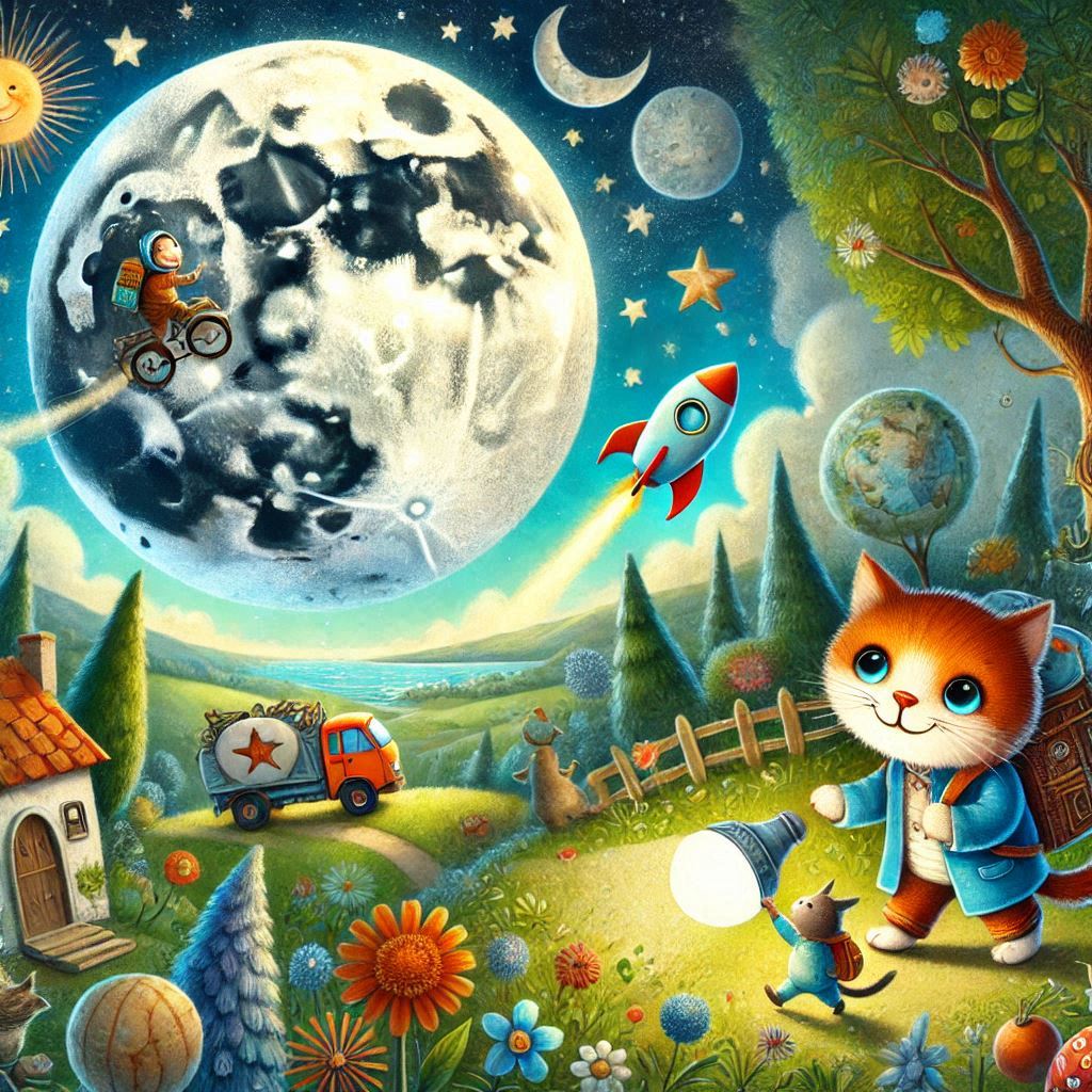 Cuentos infantiles sobre la luna: El Gato Curioso y su Viaje a la Luna